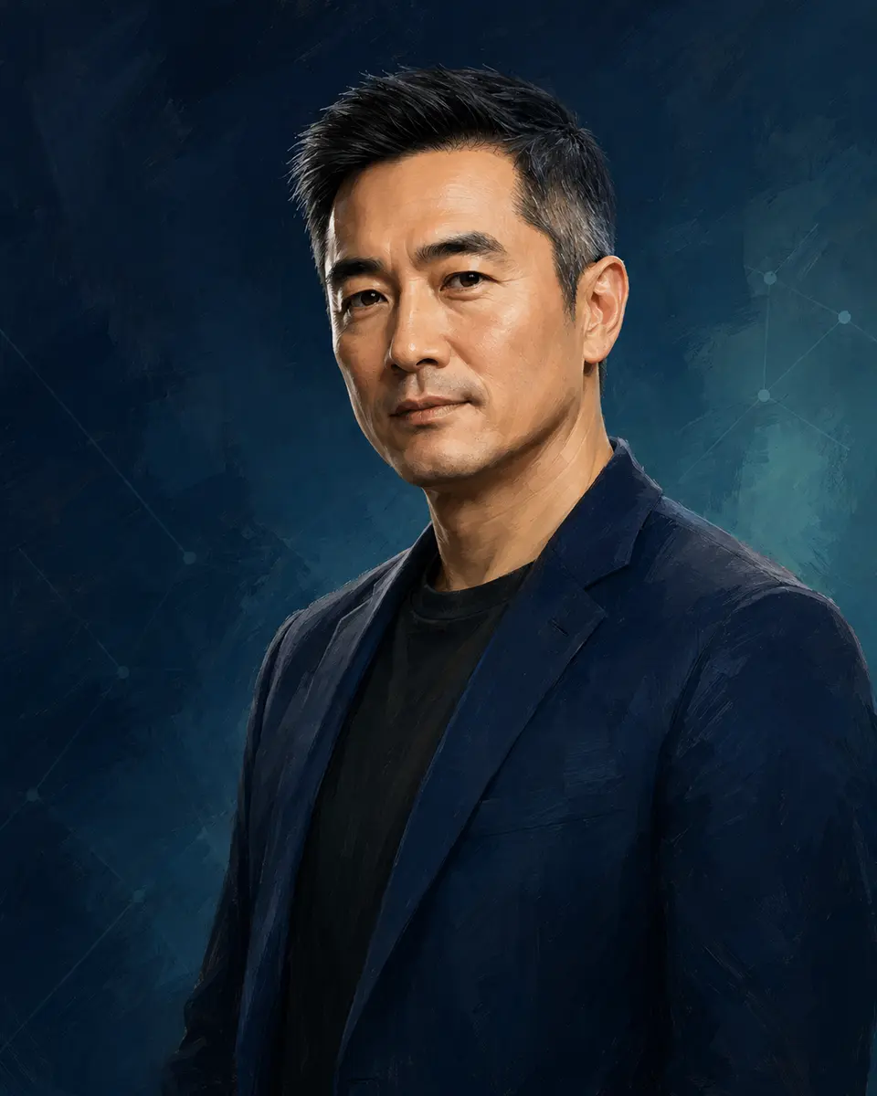 Editorial illustration representing Cedric Chen, Founder and Editorial Lead of NarraFlect